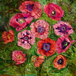 Large Poppies embroidery by Nicky Perryman Textile Artist