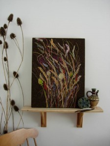 Brown Grasses Textile Art by Artist Nicky Perryman
