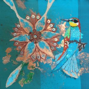 bee-eater embroidery by Nicky Perryman