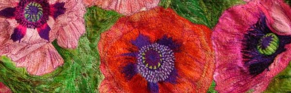 Large Poppy Embroidery by Nicky Perryman Textile Artist