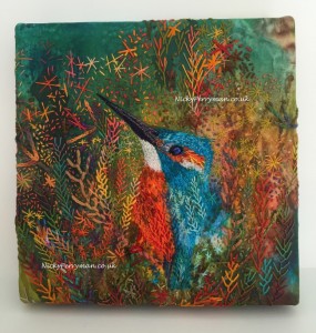 Little Kingfisher Embroidery by Nicky Perryman Textile Artist