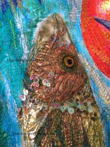The Summer of the Kingfishers - textile art by Nicky Perryman textile artist