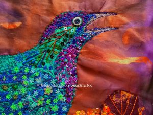 Purple Glossy Starling by textile artist Nicky Perryman
