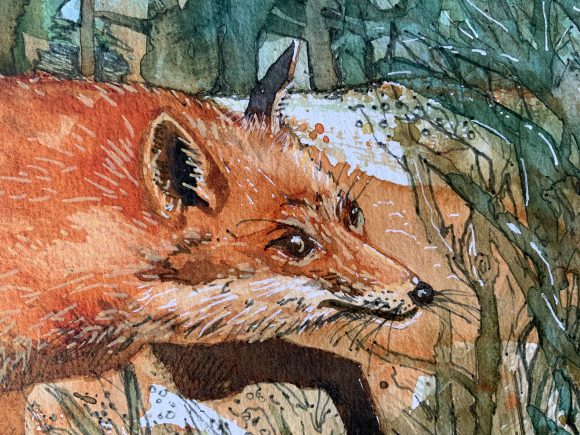 Forest Fox painting by artist Nicky Perryman